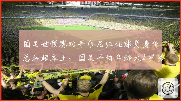 国足世预赛对手印尼归化球员身价总和超本土，国足平均年龄大2岁劣势凸显